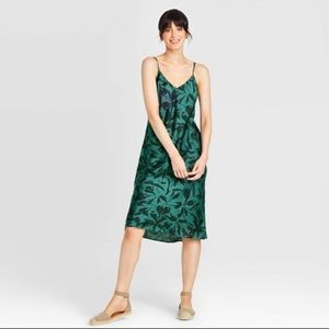 Satn Floral Print Slip Dress